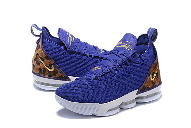 2019 Men Nike Lebron James 16 Blue Leopard Print Shoes